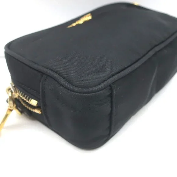 Prada Tessuto Mini Camera Crossbody Bag Black Nylon & Saffiano Leather Clutch - Picture 10 of 15